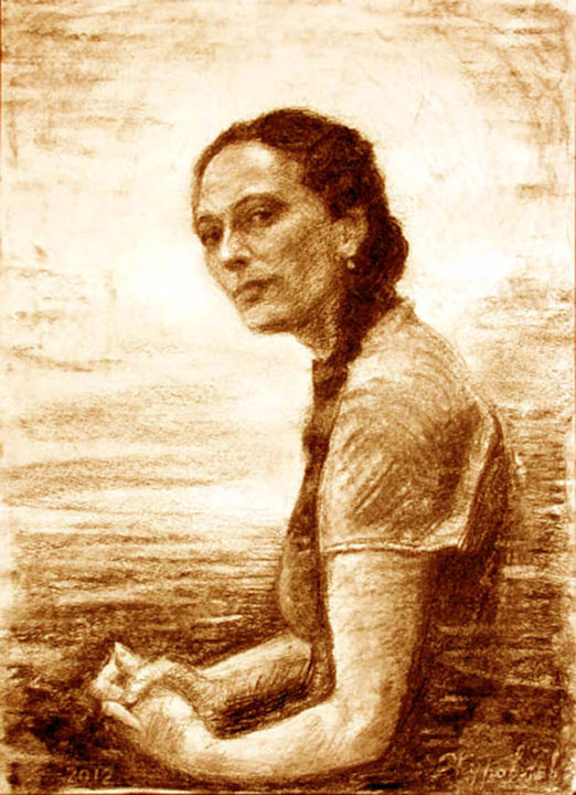 Disegno intitolato "Портрет незнакомки" da Aleksandr Zhuravliov, Opera d'arte originale, Altro