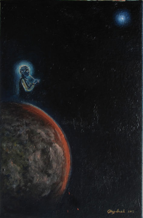 Pittura intitolato "Night reedpip for t…" da Aleksandr Zhuravliov, Opera d'arte originale, Olio