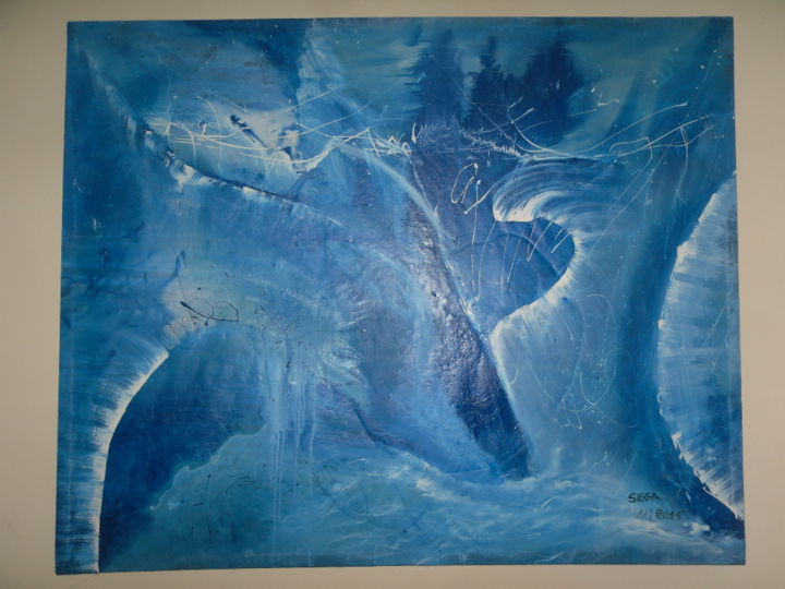Peinture intitulée "nature bleue" par Sega, Œuvre d'art originale, Huile