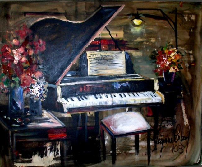 Pintura intitulada "Meu Piano" por Artista Plastica, Obras de arte originais, Óleo