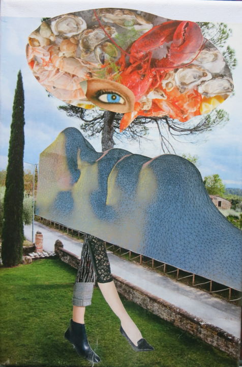 Collages titled "rêve assoupi" by Georges Mayer, Original Artwork, Collages
