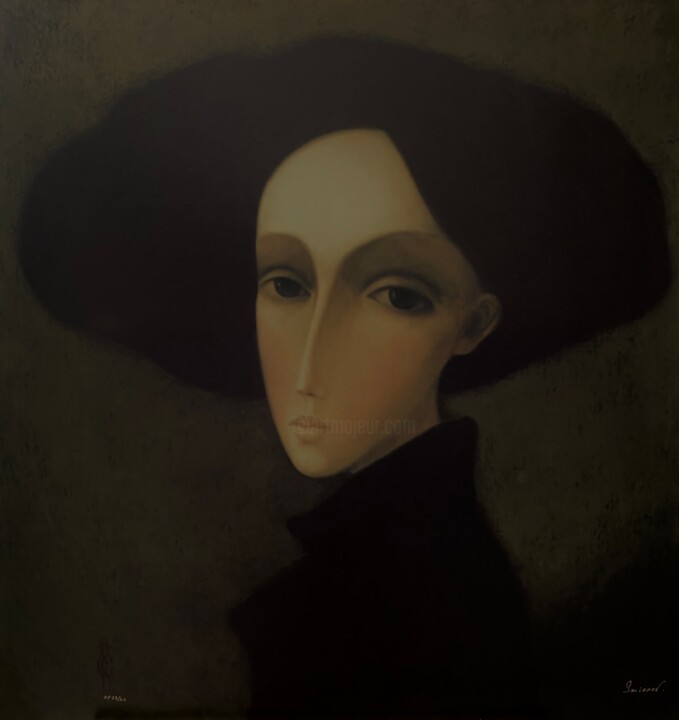 Painting titled "Baronesse" by Segueï Smirnov, Original Artwork, Screenprinting Mounted on Wood Stretcher frame