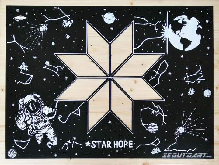 Ζωγραφική με τίτλο "STAR HOPE" από Segutoart, Αυθεντικά έργα τέχνης, Σπρέι βαφής