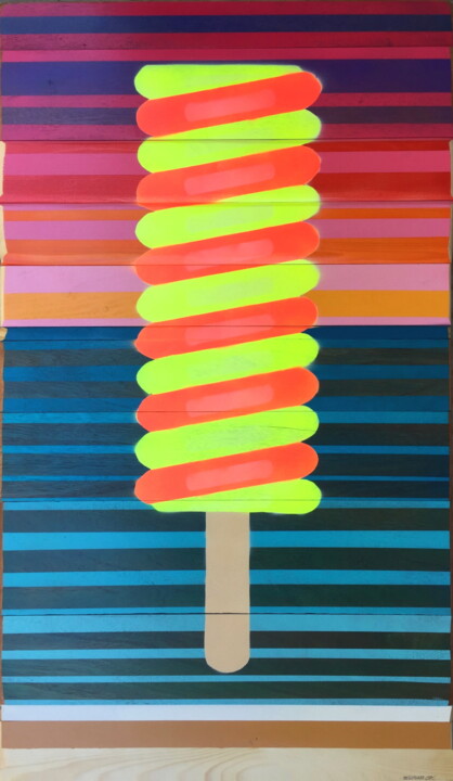 Painting titled "TWISTER" by Segutoart, Original Artwork, Spray paint Mounted on Wood Panel