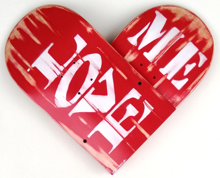 Sculpture titled "LOVE ME" by Segutoart, Original Artwork, Wood Mounted on Other rigid panel