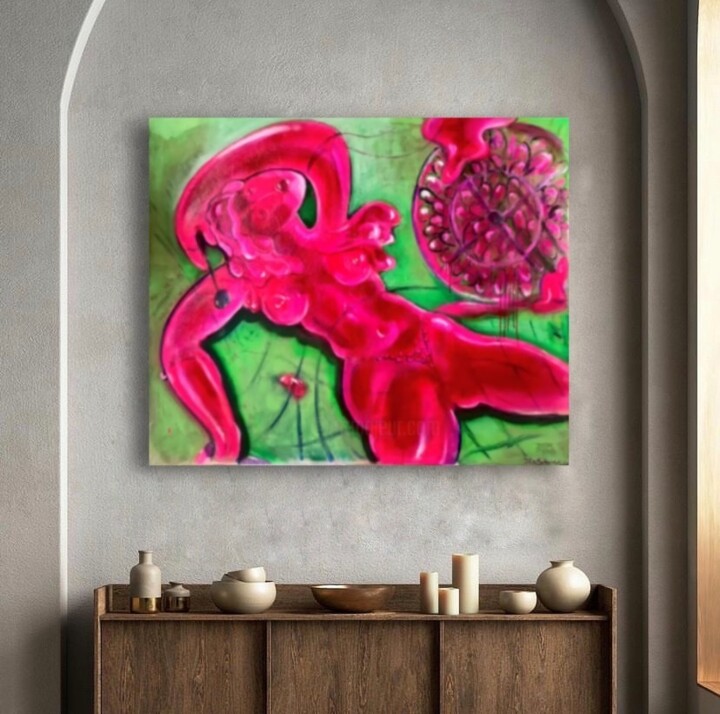 Peinture intitulée "Pomegranate juice (…" par Seksikoza Loveenergy Style Contemporary, Œuvre d'art originale, Huile