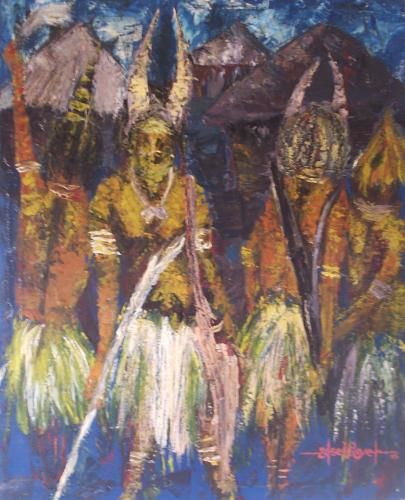 Painting titled "local warriors" by Kodjo Selasi, Original Artwork