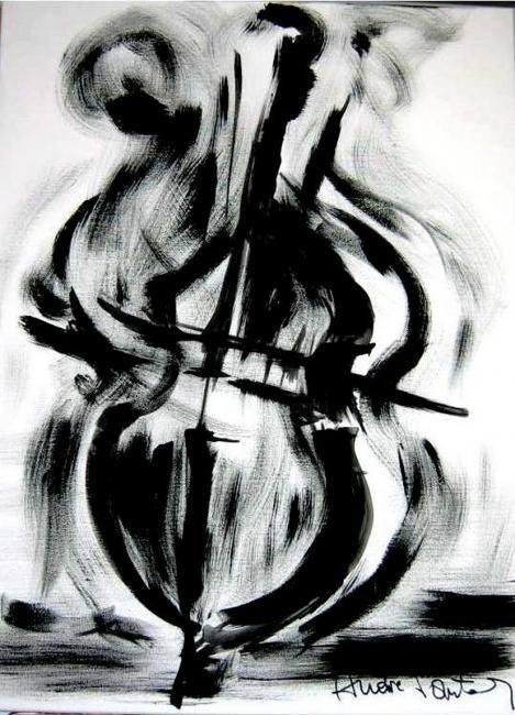 Painting titled "danse violoncelle" by Andre Pourtales, Original Artwork