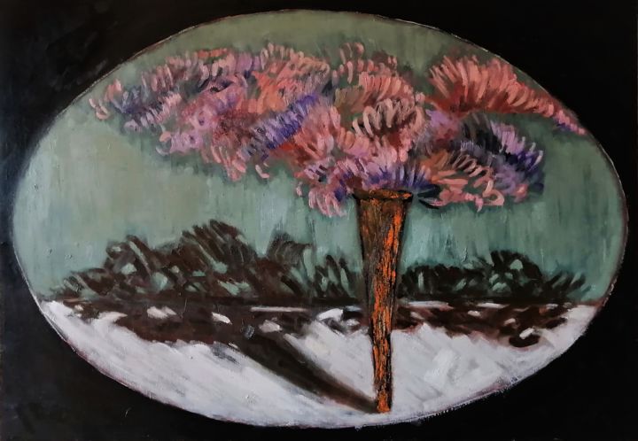 Pintura titulada "Flowers on a vase" por Dilbar Suleymanova, Obra de arte original, Oleo