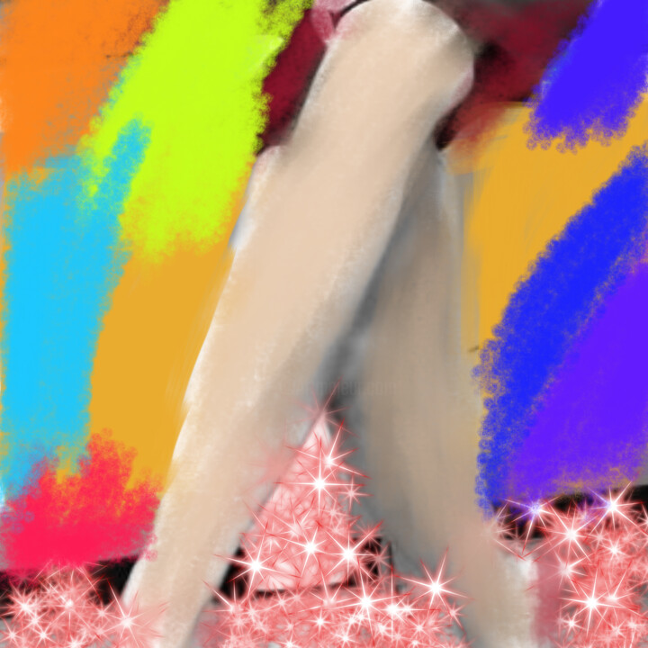 Цифровое искусство под названием "Звёзды к ее ногам" - Qiwi, Подлинное произведение искусства, Цифровая живопись
