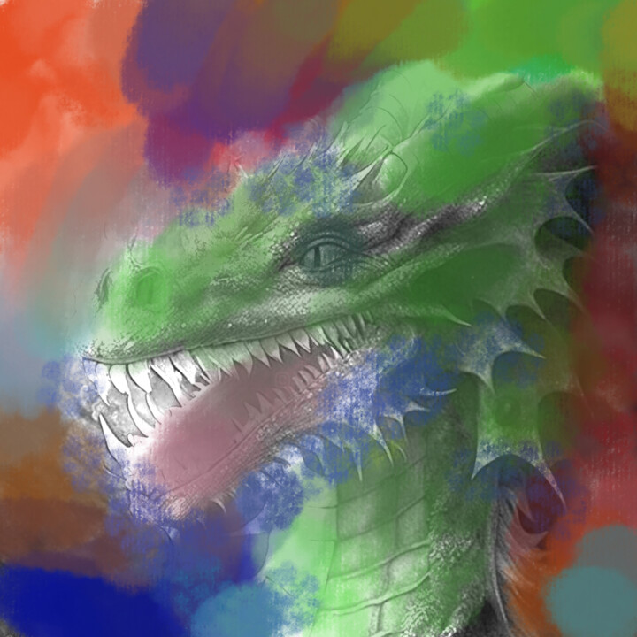 Цифровое искусство под названием "Улыбка дракона" - Qiwi, Подлинное произведение искусства, Цифровая живопись