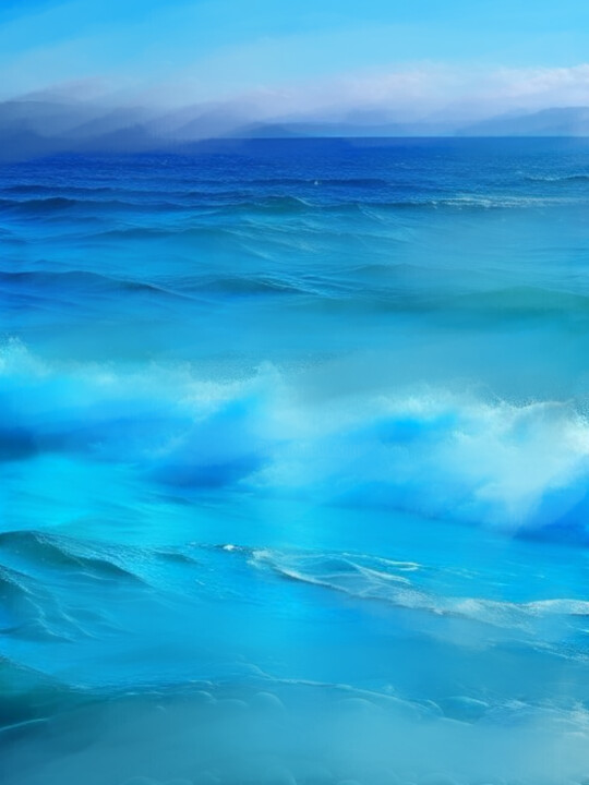 Цифровое искусство под названием "Бирюзовое море" - Qiwi, Подлинное произведение искусства, Цифровая живопись