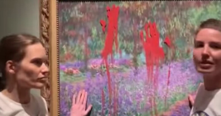 Climate activists put red paint on a Monet painting