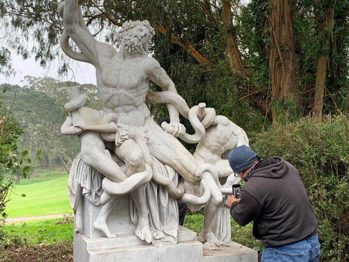 A sculpture by the Laocoön group has been vandalized, leaving two of its headless figures