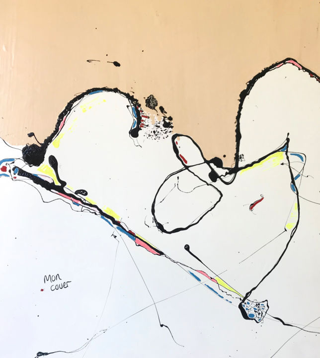 Malerei mit dem Titel "mon coeur" von Selin Baykal, Original-Kunstwerk, Acryl