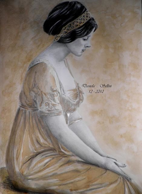 Disegno intitolato "la dama triste" da Flowerangelblue, Opera d'arte originale, Altro