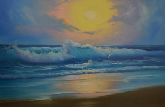 Pintura titulada "Океанская волна.jpg" por Darya Semenova, Obra de arte original, Oleo