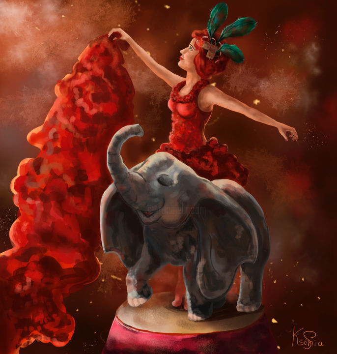 Arts numériques intitulée "flight Dumbo" par Ksenia Semenova, Œuvre d'art originale, Peinture numérique