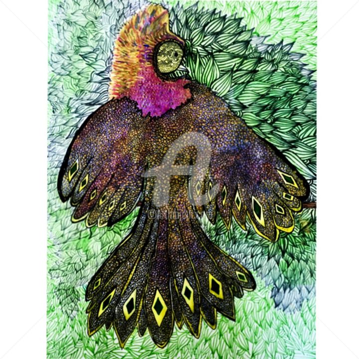 Pintura titulada "anka kuşu" por Semihaoner, Obra de arte original, Acrílico