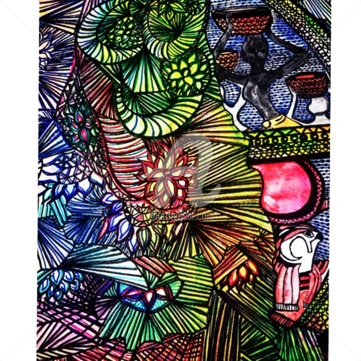 "egypt pattern" başlıklı Tablo Semihaoner tarafından, Orijinal sanat, Mürekkep