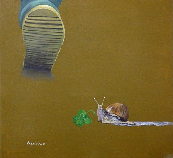 Malerei mit dem Titel "La buona sorte" von Claudio Semino, Original-Kunstwerk, Acryl Auf Holzplatte montiert
