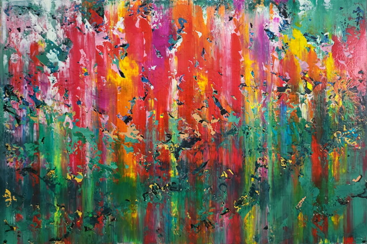 Картина под названием "Abstract 2429" - Alex Senchenko, Подлинное произведение искусства, Акрил Установлен на Деревянная рам…
