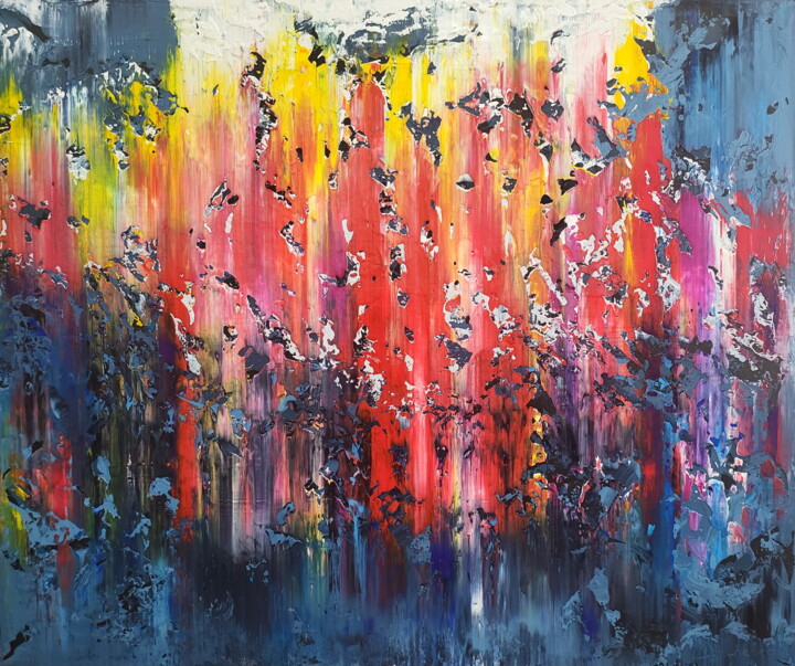 Картина под названием "Abstract 2431" - Alex Senchenko, Подлинное произведение искусства, Акрил Установлен на Деревянная рам…