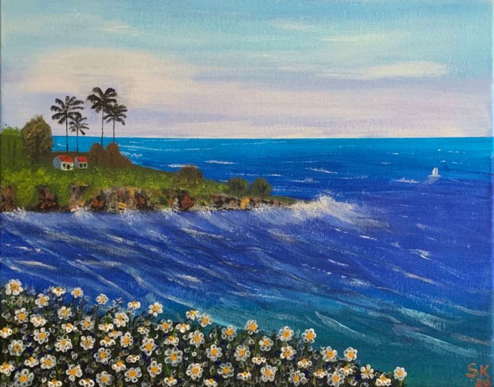 Painting titled "Das Meer" by Senida Kalac, Original Artwork, Acrylic
