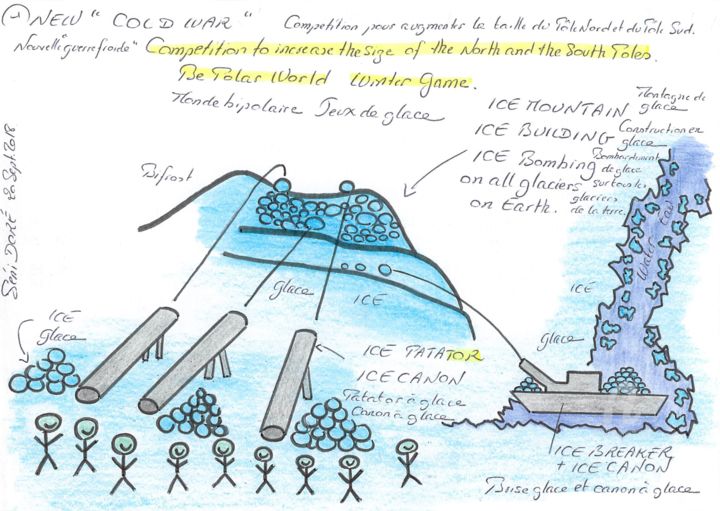 Drawing titled "Russie pas sage ice…" by Séni Doré, Original Artwork, Pencil