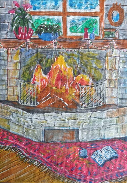 Peinture intitulée "View with fireplace" par Seon Young Park, Œuvre d'art originale, Acrylique