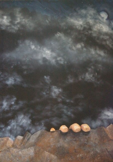 Pittura intitolato "In cima" da Simone, Opera d'arte originale, Olio