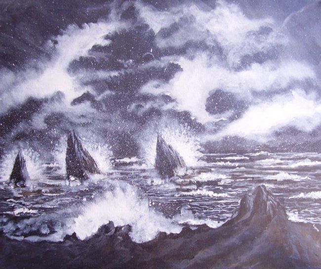 Pittura intitolato "Tempesta" da Simone, Opera d'arte originale, Olio