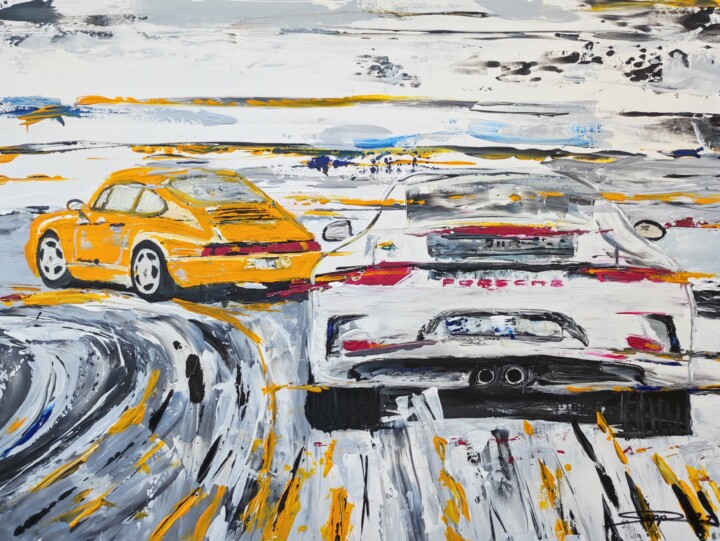 Painting titled "Acrylbild Porsche 9…" by Sepp Wörle, Original Artwork, Acrylic