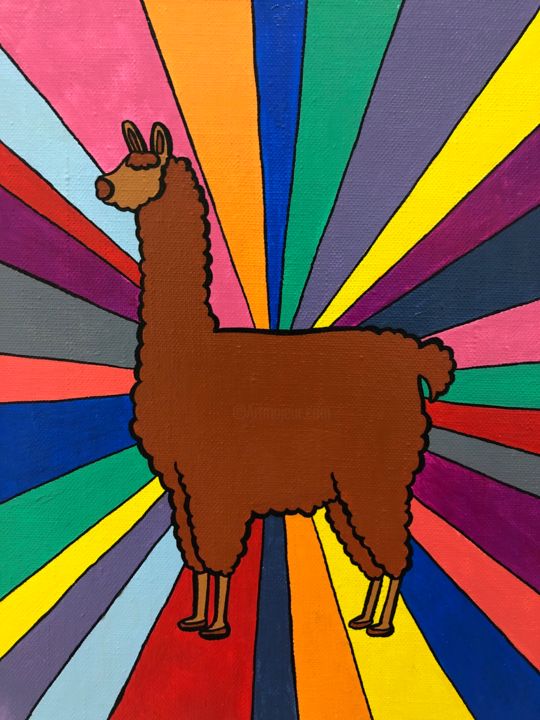 Peinture intitulée "Lama" par N Shch, Œuvre d'art originale, Acrylique Monté sur Châssis en bois