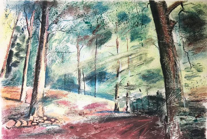 Painting titled "Forest" by Serik Bakhretdinov, Original Artwork, Watercolor