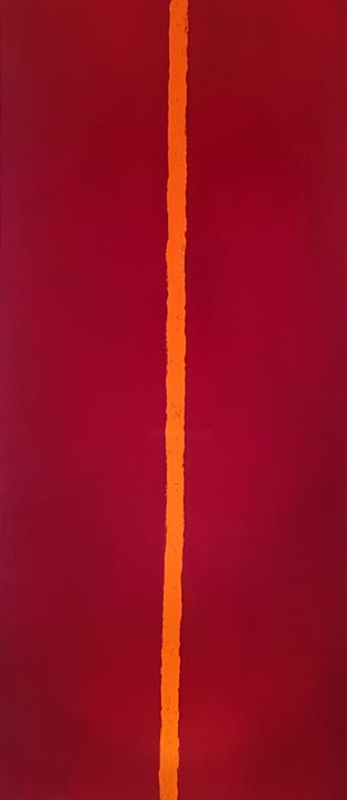 Schilderij getiteld "After Barnett Newman" door Serafijn Lampion, Origineel Kunstwerk, Olie
