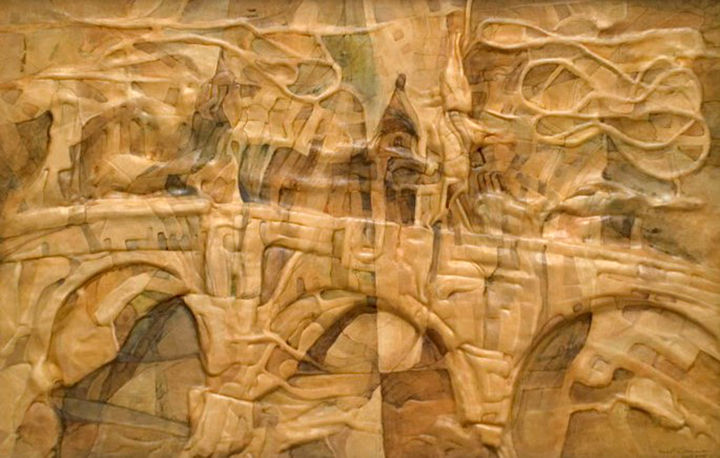 Collages titled "Florence. (Bridges…" by Serafim Zemelev, Original Artwork, Leather