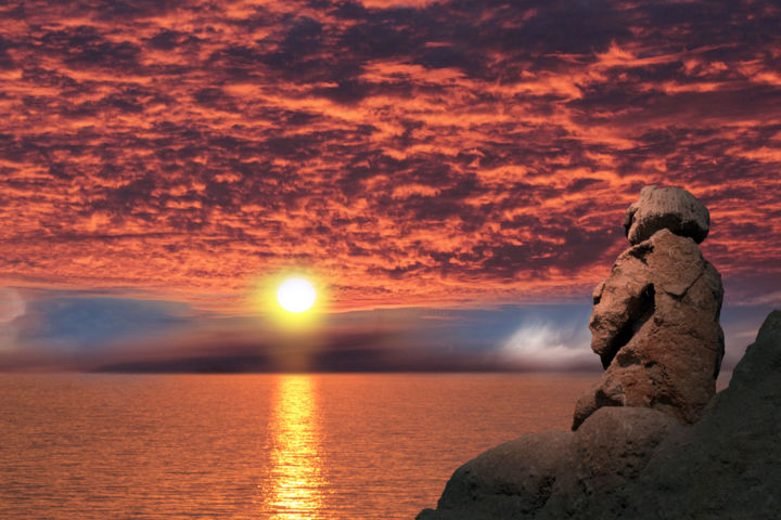 Digital Arts titled ""LA LUNGA ATTESA"" by Arte Janas E Fotografia Di Serafino Deriu, Original Art, Photo Montage