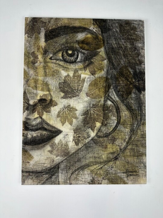 Dessin intitulée "Peonia" par Serena Grassetti, Œuvre d'art originale, Fusain Monté sur Châssis en bois