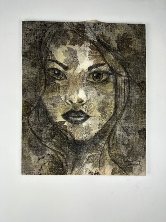 Zeichnungen mit dem Titel "Stella" von Serena Grassetti, Original-Kunstwerk, Kohle Auf Keilrahmen aus Holz montiert