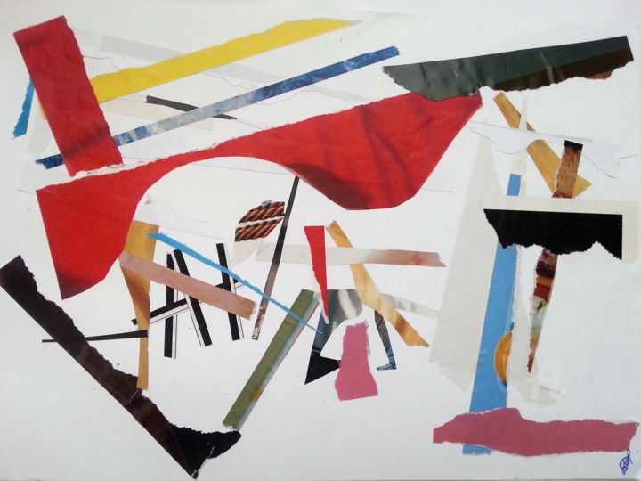 Collages titled "Craies et Pastels" by Diane K, Original Artwork, Paper cutting