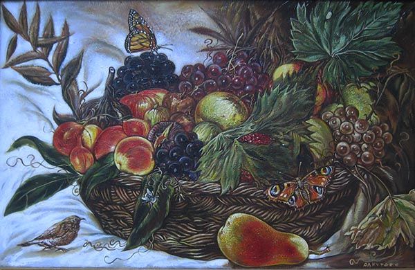 Pintura intitulada "карзина" por Sergei Rakutov, Obras de arte originais