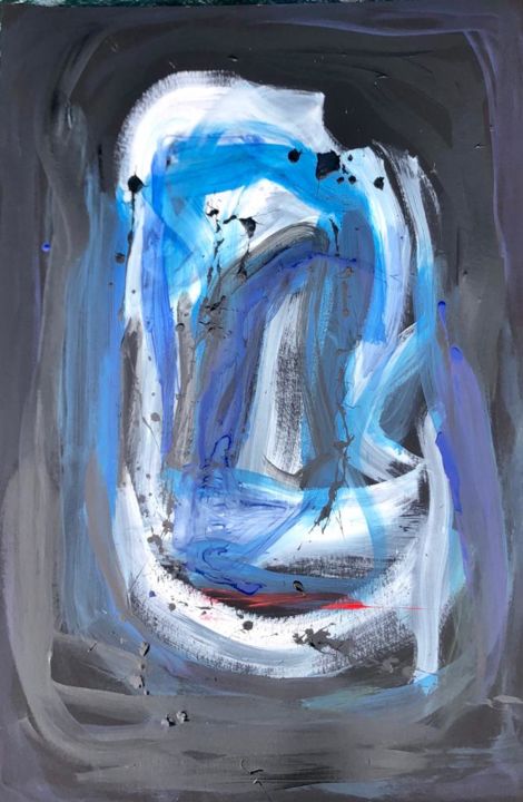 Ζωγραφική με τίτλο "Chambre bleue" από Serge Berry, Αυθεντικά έργα τέχνης, Ακρυλικό