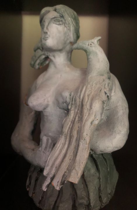 Rzeźba zatytułowany „La femme a l oiseau” autorstwa Serge Berry, Oryginalna praca, Glina