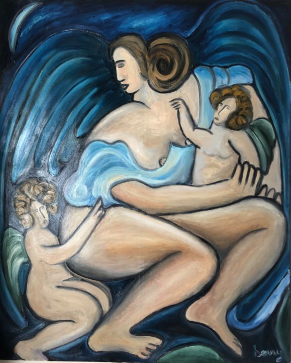 Pintura titulada "La nativité, l'amou…" por Serge Berry, Obra de arte original, Oleo