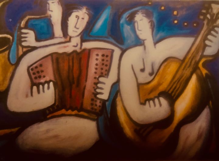 Peinture intitulée "Les musiciens" par Serge Berry, Œuvre d'art originale, Huile