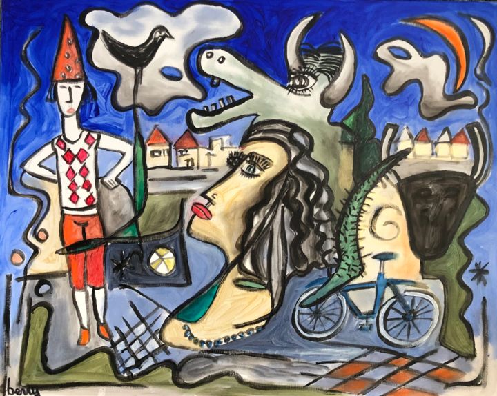 Malerei mit dem Titel "Rêve d'arlequin" von Serge Berry, Original-Kunstwerk, Acryl