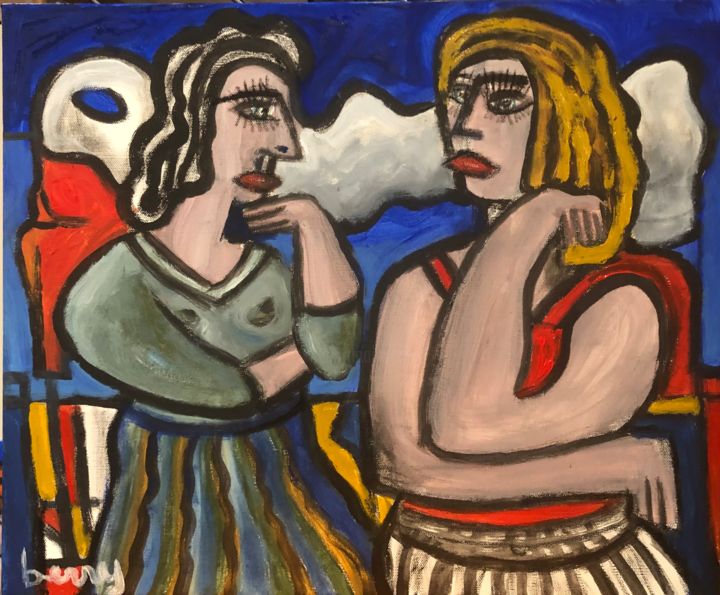 Pintura intitulada "Dialogue  between n…" por Serge Berry, Obras de arte originais, Acrílico