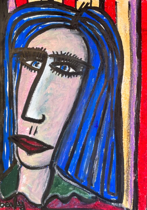 Pintura titulada "Portrait de femme a…" por Serge Berry, Obra de arte original, Pastel