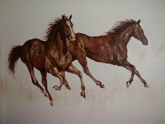 Peinture intitulée "chevaux _fresque_2.…" par Serge Krief, Œuvre d'art originale, Autre